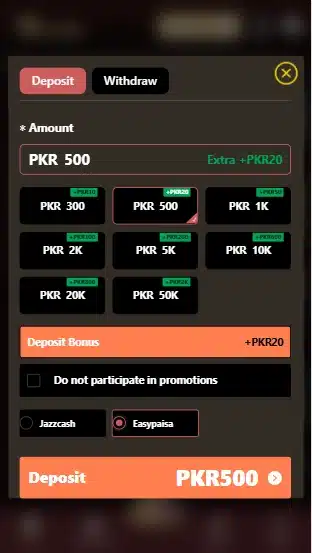 99game money deposit and withdraw easypaisa jazzcash