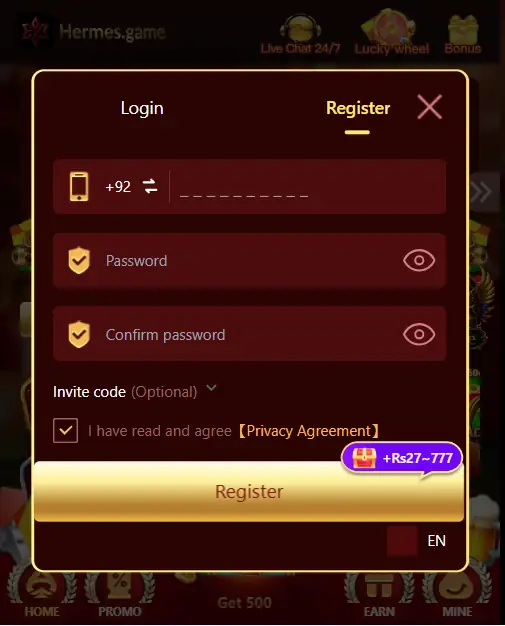 hermes game apk download login register pakistan
