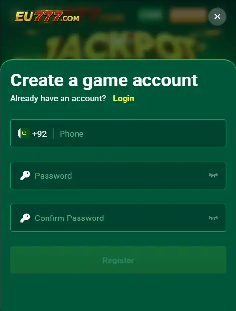 eu777 game registration and login process