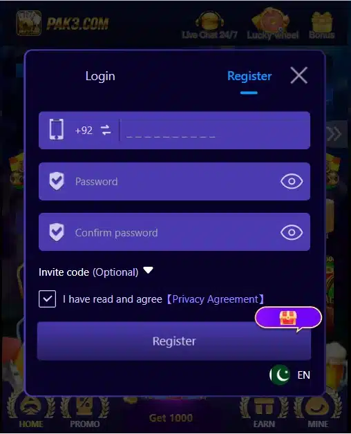 pak3 game apk download login register