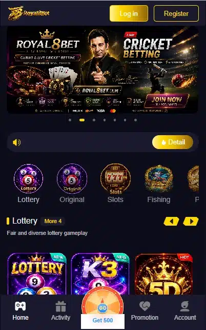 royal8bet game app interface