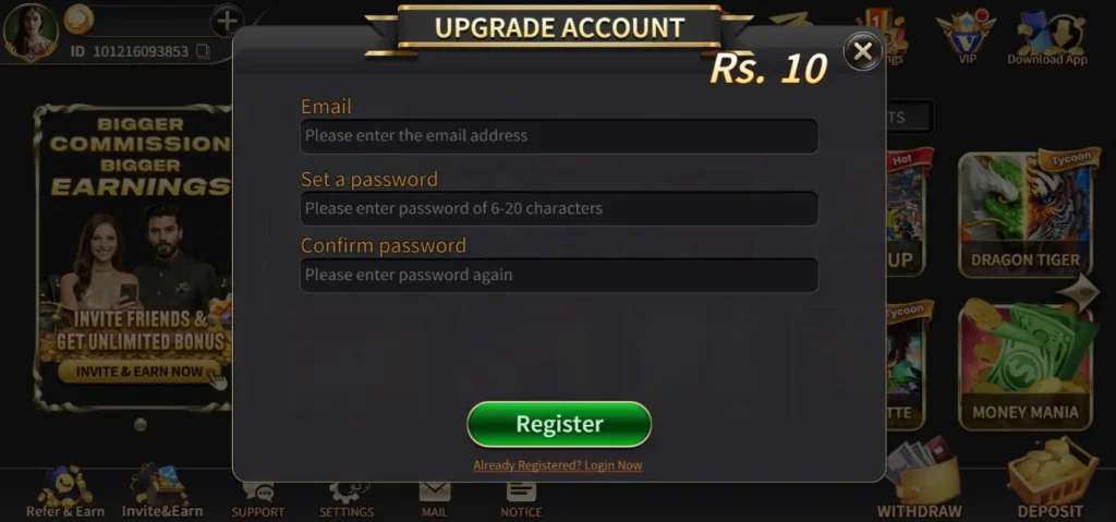 royalxcasino game registration
